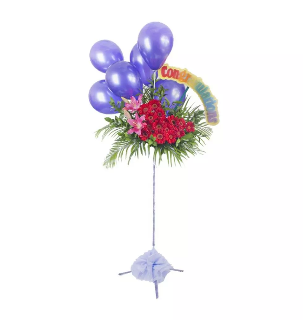 Stand of Gerberas and Balloons